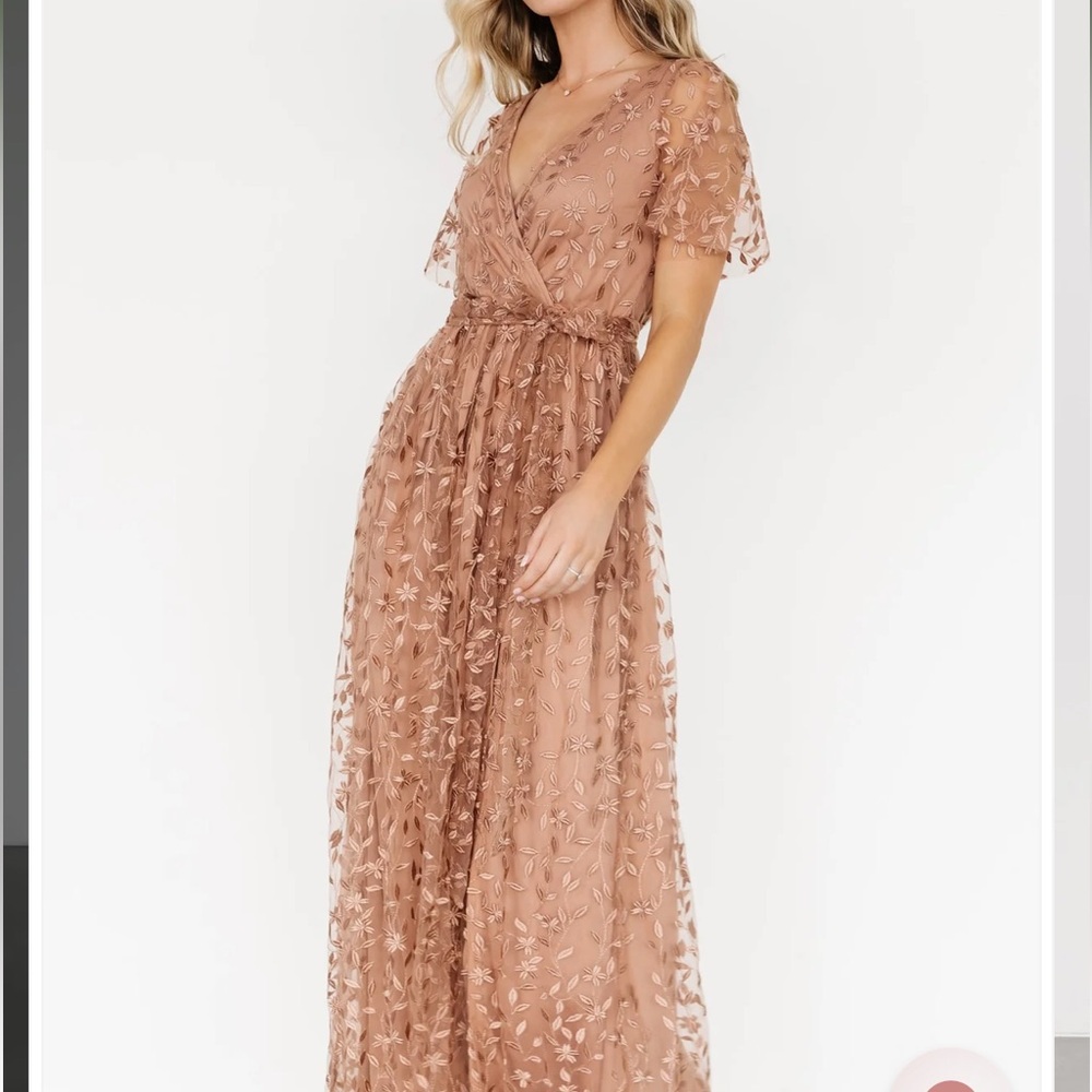 Baltic Born Mauve Floral Embroidered Dress